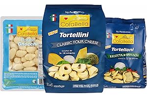 Corabella Tortellini and Gnocchi Variety Pack - One of Each Classic Four Cheese, Ricotta and Spinach, and All Natural Potato Gnocchi | Premium Ingredients | Authentic Italian Pasta