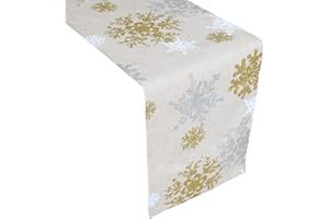 VGIA 72 inch Christmas Table Runner Rectangle Snow Pattern Table Runner Christmas Decoration