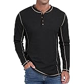 Sailwind Men's Henley Shirts Long Sleeve Casual Classic Tee Cotton Button Henley Maverick T-Shirts