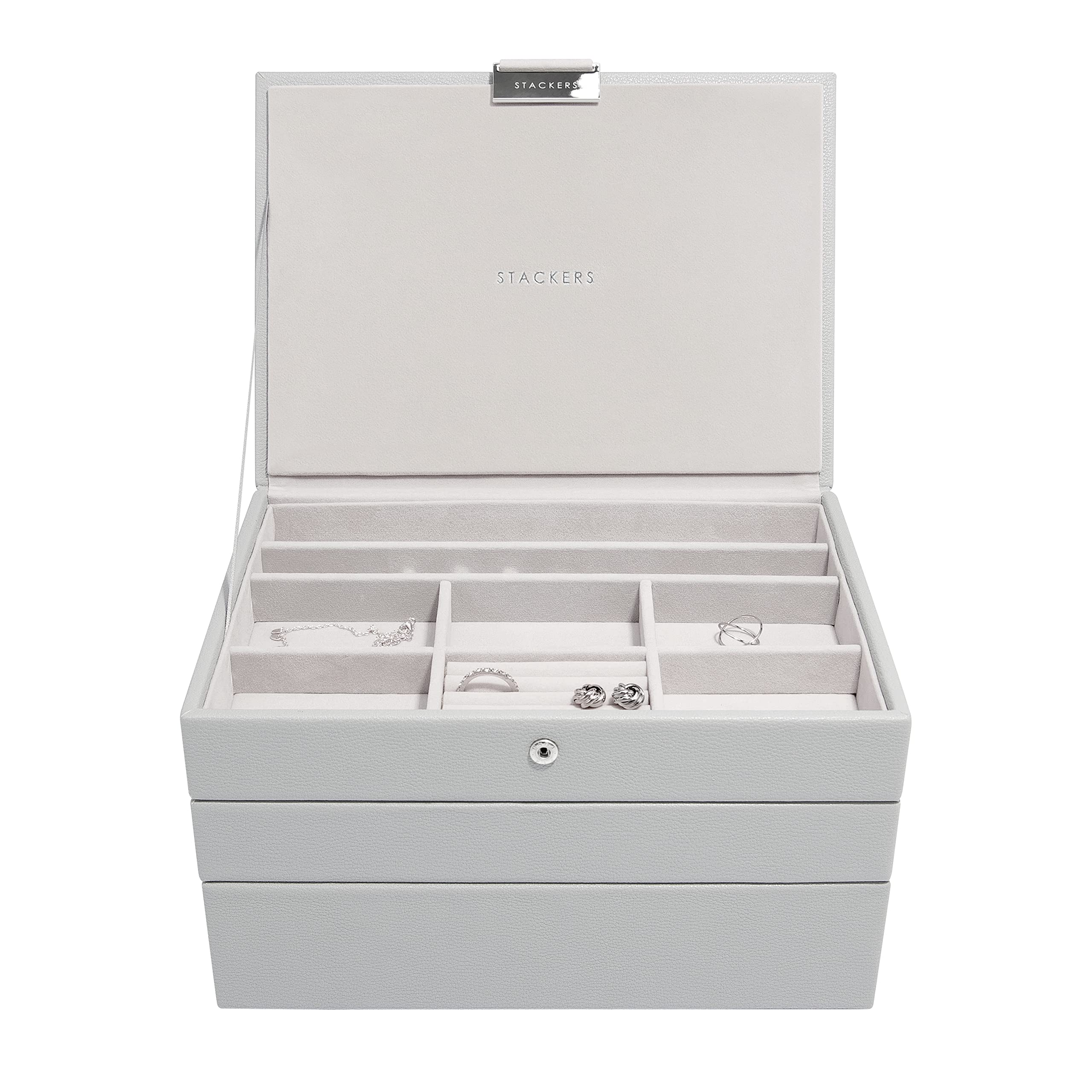 Stackers Pebble Grey Classic Jewellery Box, Set of 3