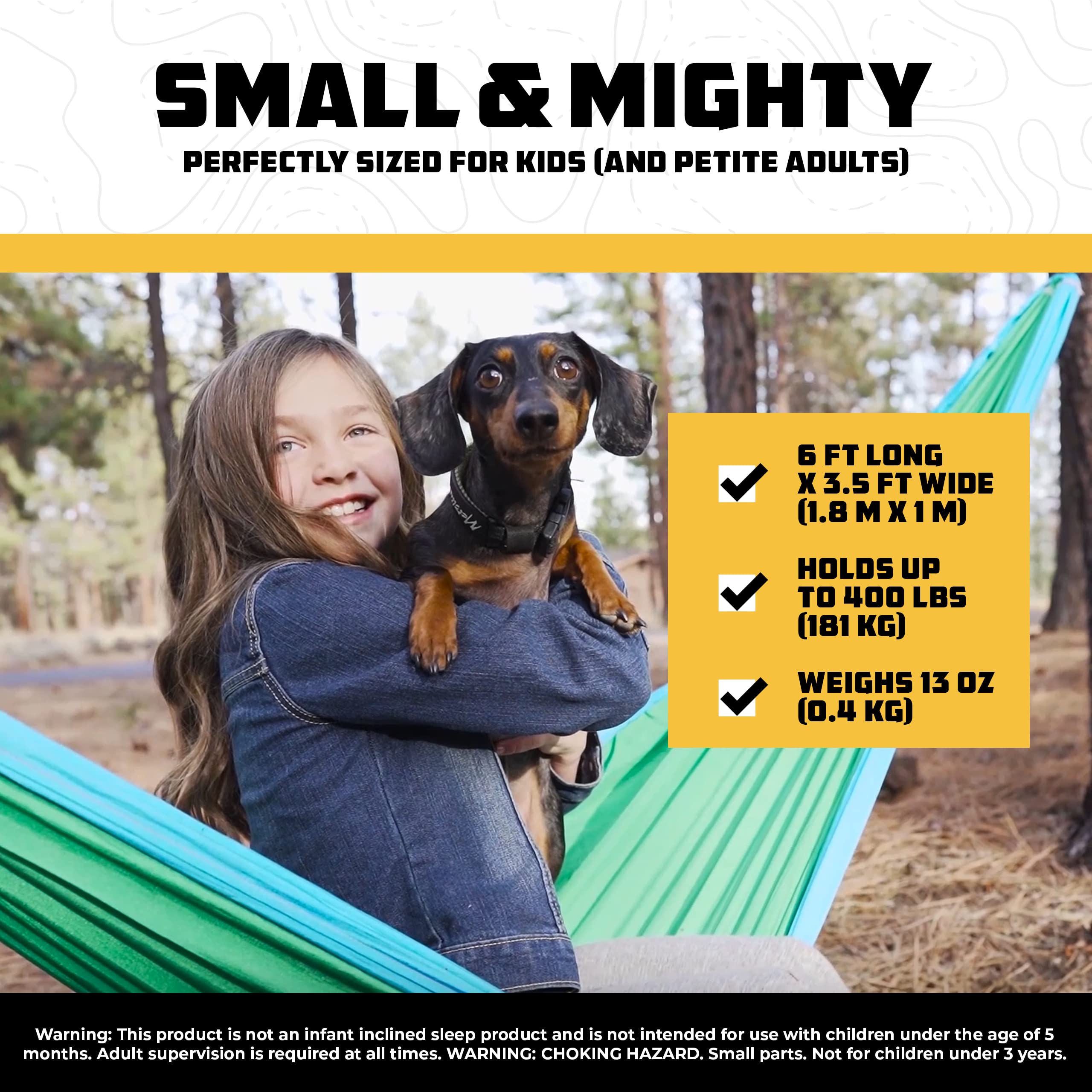 Hammock Camping Olet Kid or Dog & Gear Sling Hammock - Best Quality for Outdoor Travel or Just Fun! Portable Lightweight Parachute Nylon Hammock - 3 Colors!