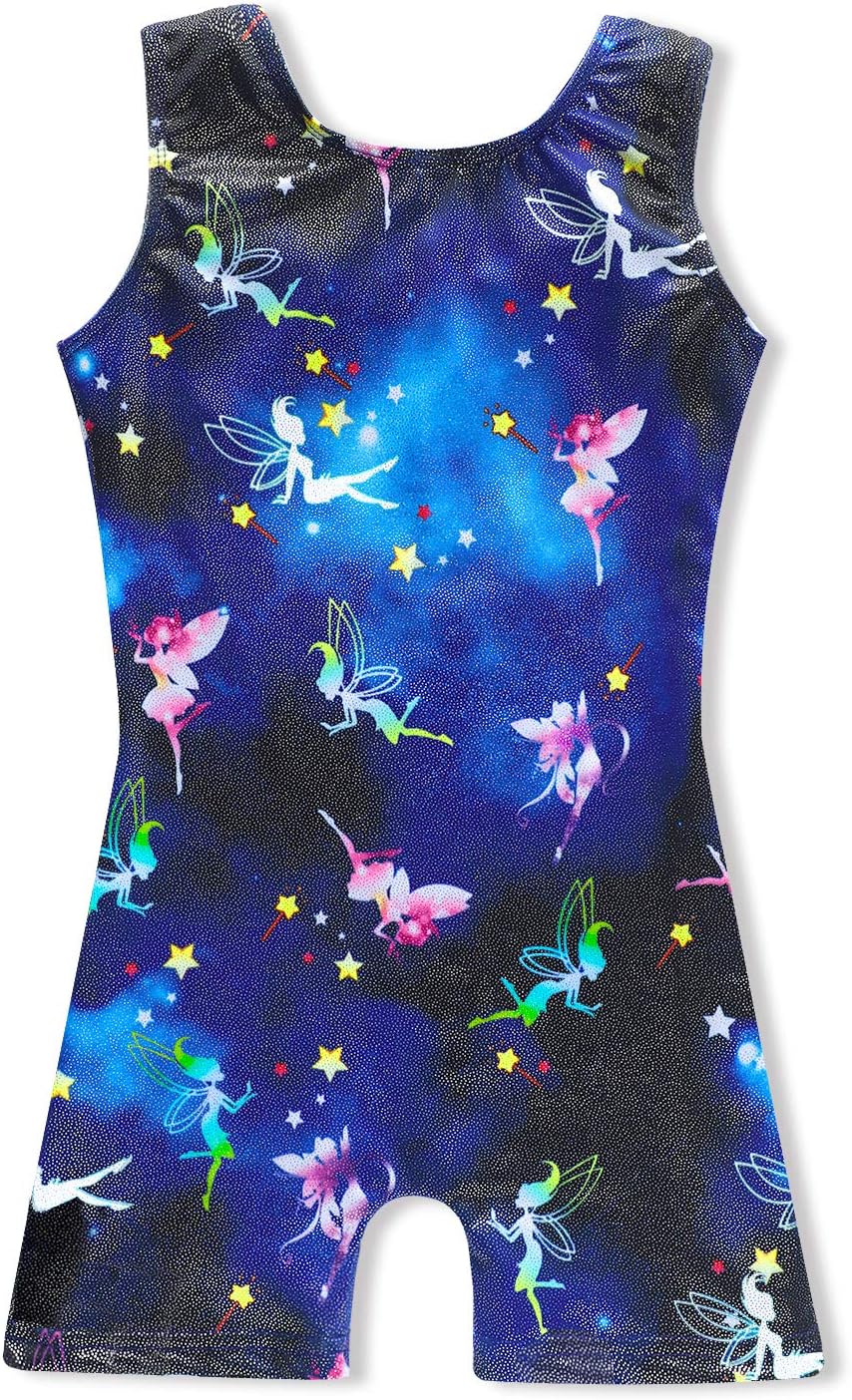 Leotards for Girls Gymnastics with Short Biketards Sparkle Unicorn and Mermaid