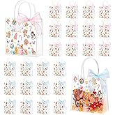 Sweetude 24 Pack Pink Gingerbread Man Party Clear PVC Gift Bags with Handles 8" Goodie Bags for Pastel Christmas Gingerbread Birthday Party Decorations Merry Birthday Supplies Baby Shower Favors