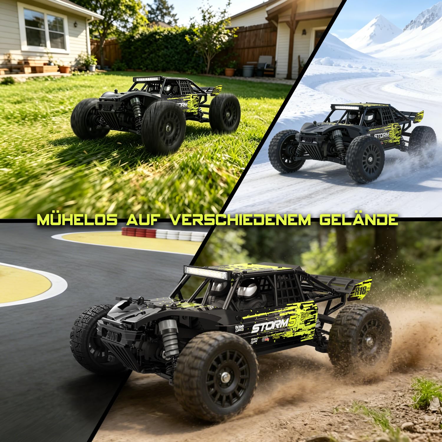 HAIBOXING 18856 1:18 4WD Ferngesteuertes Auto Offroad Monstertruck, 36 km/h Hochgeschwindigkeits RC Auto, Wasserdichter Geländewagen mit 2 Akkus, Spielzeug für Kinder und Erwachsene 7