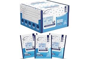 Air Jungles Flushable Wipes Travel Size 50 Count, Individual Mini Packed Extra Large and Soft with Aloe Vera & Vitamin E, Alc