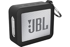 GeeRic Silicone Carrying Case Compatible with JBL GO 2, Portable Stand Up Skin Cover for Outdoor Bluetooth Speaker with Carabiner, Black