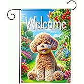 BlissYard Poodle Welcome Spring Summer Garden Flag 12x18 Double Sided Small Garden Yard House Flags Outside Outdoor Summer Porch Lawn Decoration Decor