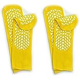 Secure Step Double-Sided Tread Non Slip Safety Socks, 2 Pair (Large, Yellow)