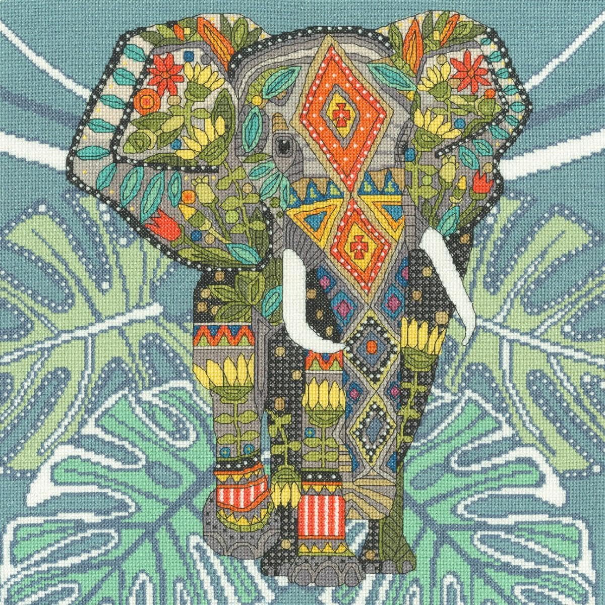 Bothy Threads The Home Of Happy Stitching Counted Cross Stitch Kit - Jewelled Elephant, Clear, White