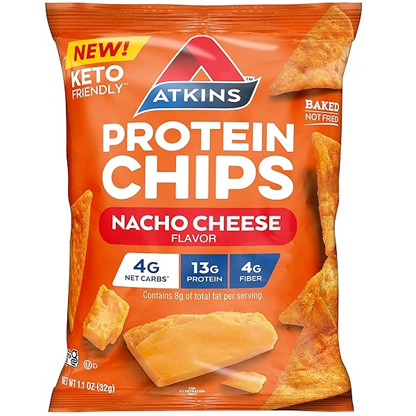 ATKINS NACHO CHEESE PROTEIN CHIPS, 4G NET CARBS,...