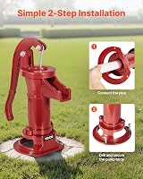 VEVOR Cast Iron Hand Pitcher Pump 25ft Lift Antique Manual Water Pump 1-1/4 NPT view 5