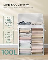 SONGMICS 100 L Bamboo Laundry Hamper with Lid Removable Liner White LCB063W01 view 5
