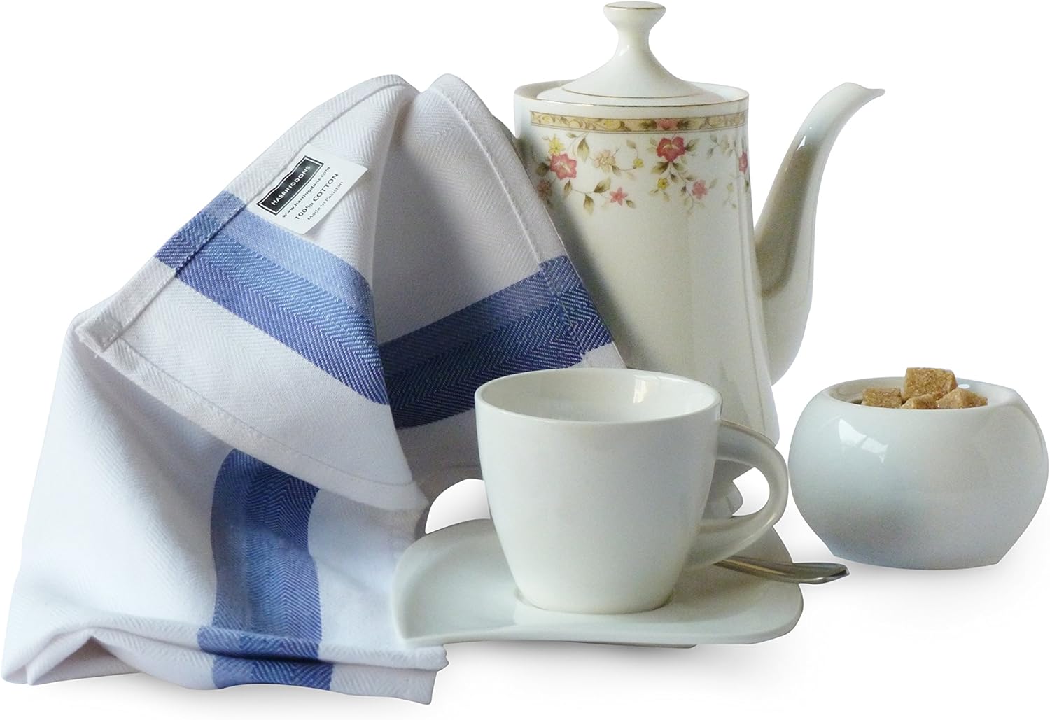 Harringdons Kitchen Dish Towels Set of 12-Tea Towels 100% Cotton. Large Dish Cloths 28"x20" Soft and Absorbent. White with Blue, Green and red Stripes, 4 of Each. There's no Substitute for Quality: Home & Kitchen