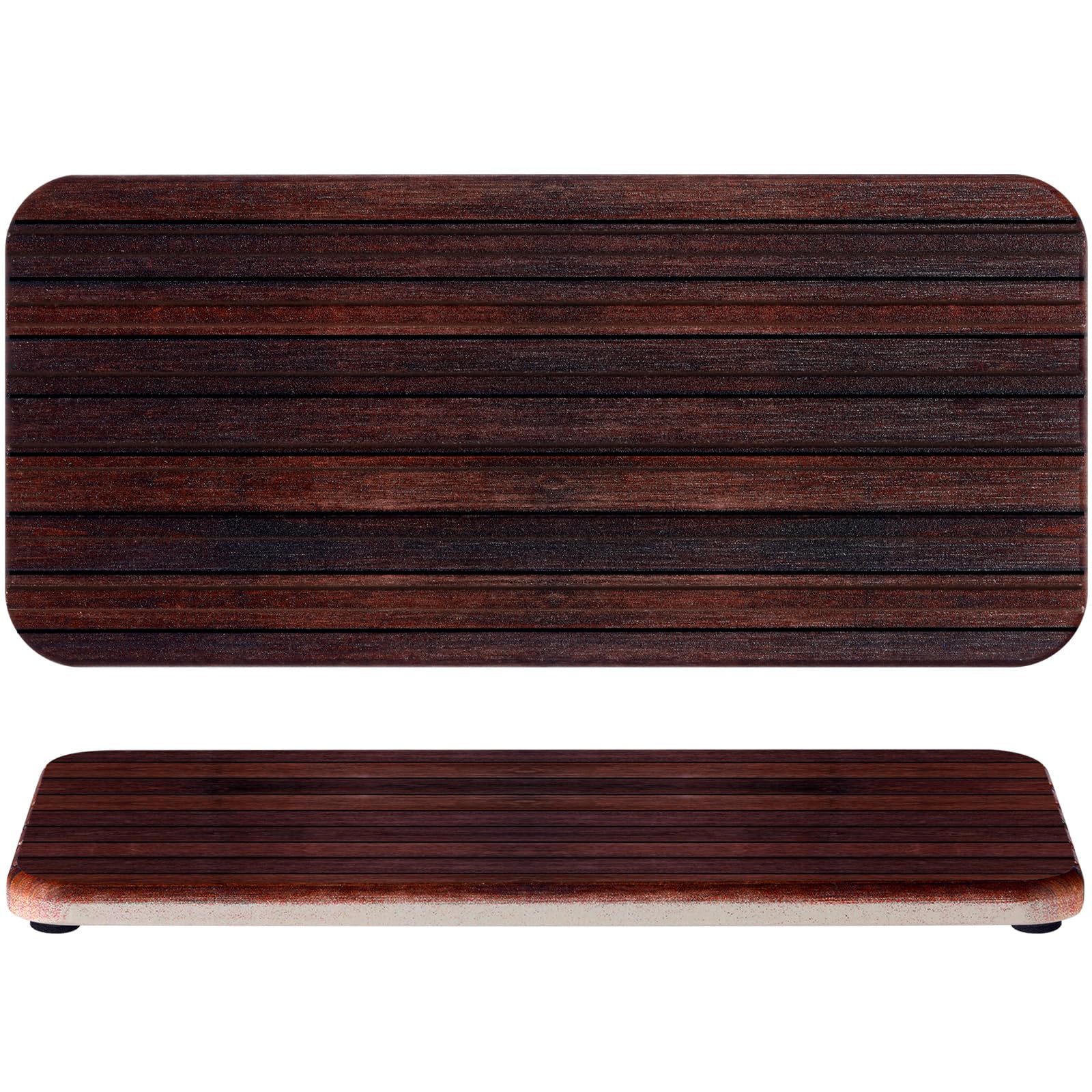 Photo 1 of Photect 2Pcs Water Absorbent Diatomite Coasters 8.6x4'' Diatomaceous Earth Drying Mat, Grooved Design Water Absorbing Stone for Home Bathroom Decoration Home Warming Gift(Dark Brown)