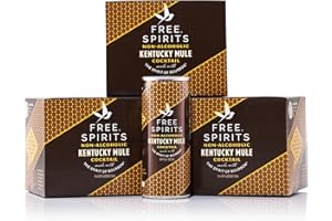 THE FREE SPIRITS COMPANY Free Spirits Kentucky Mule - Non-Alcoholic Cocktail - Mixed Ready To Drink Mocktail - Low Sugar, Real Fruit Juice, B-Vitamins - Non-GMO & Vegan - 8.4 fl oz Cans (12 Pack)