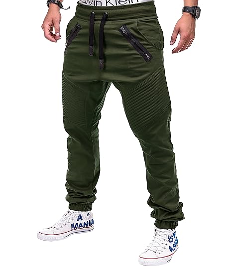 BetterStylz Herren Biker Chino Jogger Hose VenomBZ Slim Fit Zierreißverschlüsse
