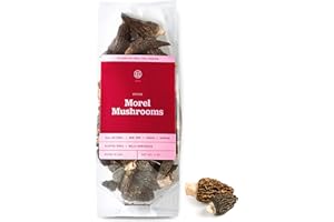 SB ORGANICS SBO Dried Morel Mushrooms - 4 oz Bag of All-Natural Non-GMO Vegan Kosher Gourmet Whole Dehydrated Morchella Mushroom from Oregon, USA - Free of Gluten, Dairy, and Soy