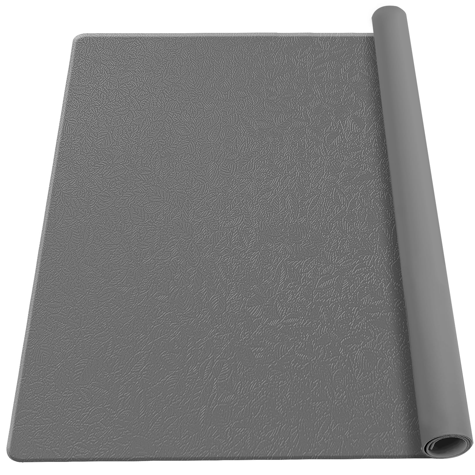 YUNJUER Large Silicone Mat for Craft, 2MM Thick Heat Resistant 230℃ Worktops Protector, Non-Slip Leaf Pattern Design,Easy to Clean for Kitchen Table, Painting, Drawing, Crafting, 60 x 40 CM, Dark Grey