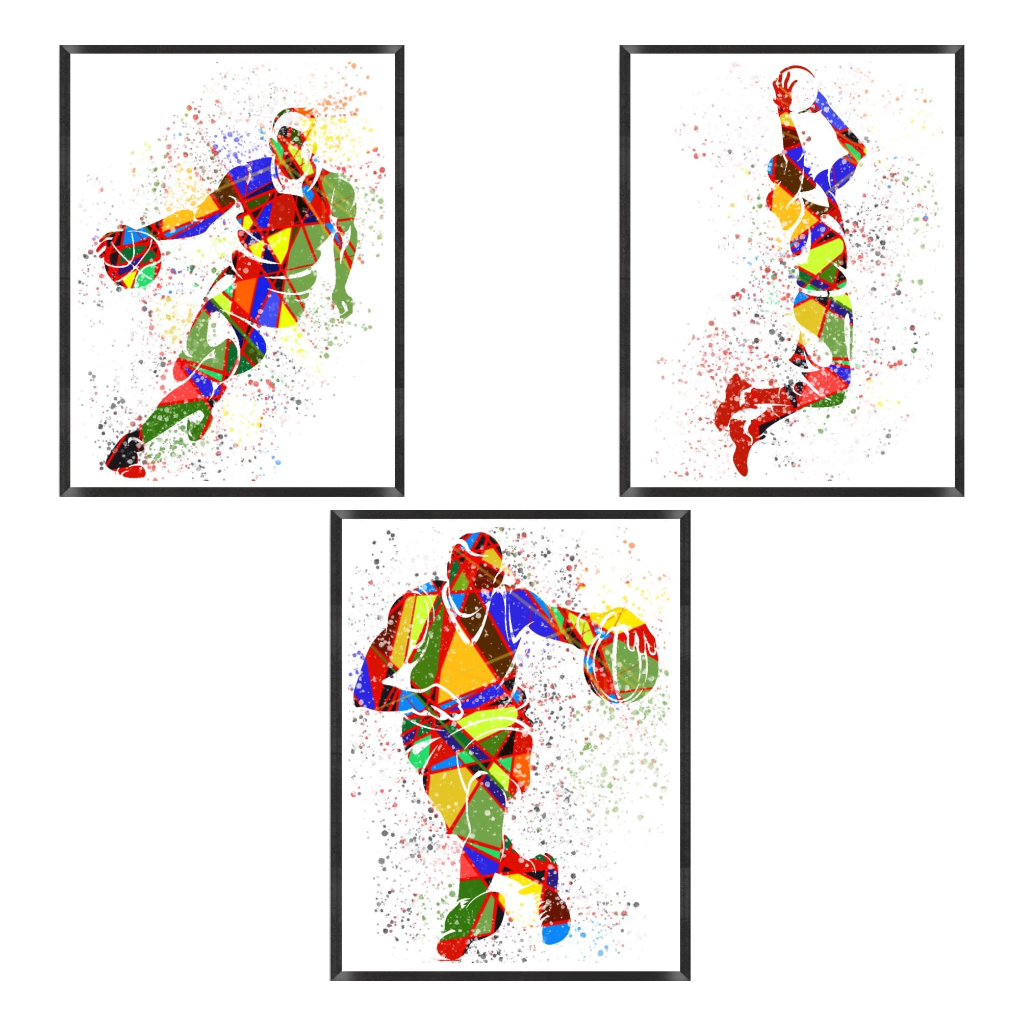 Set of three basketball prints | Available in A5, A4, A3, and A2 | Basketball bedroom decor | Boys basketball bedroom wall art (A4)