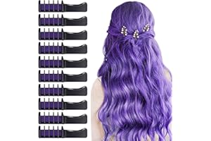 10 PCS Hair Chalk Comb, TOROKOM Temporary Hair Color Comb Washable Mini Hair Chalk for Girls Age 4 5 6 7 8 Kids Non Toxic Hair Color Dye for Cosplay Halloween Christmas DIY Hair Color(Purple)