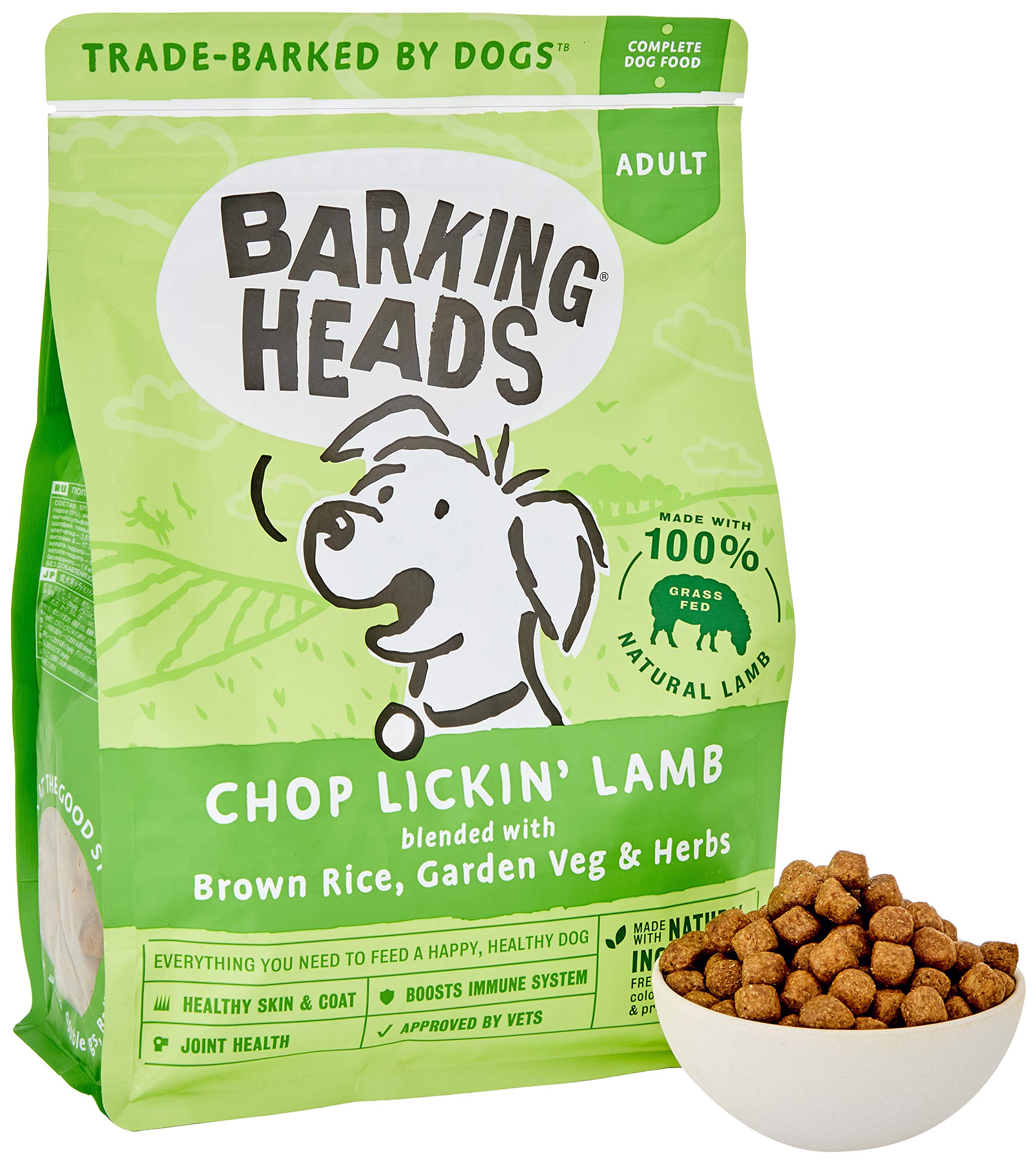 Barking Heads Complete Dry Dog Food 1kg x 4 - Adult All Hounder Bowl Lickin' Goodness Lamb - Natural Everyday Immunity & Vitality - Vet Approved