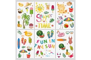CAVLA Summer Window Clings 8 Sheets Fun in The Sun Summer Beach Pool Party Static Window Stickers Decals Decorations for Summer Hawaiian Tropical Home Office Glass Window Party Supplies
