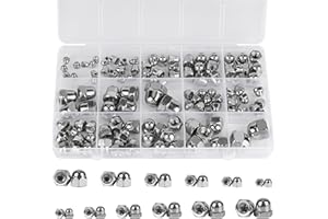 Vmuter Metric and SAE Kits Acorn Cap Nuts, 304 (18-8) Stainless Steel M3 M4 M5 M6 M8 M10#6-32#8-32#10-24 1/4"-20 5/16"-18 3/8"-16 Dome Nuts for Furniture Automotive Marine Hardware, 107pcs