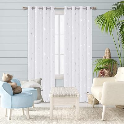 Deconovo Silver Grey Eyelet Thermal Blackout Curtains 52x54 Inch Pair