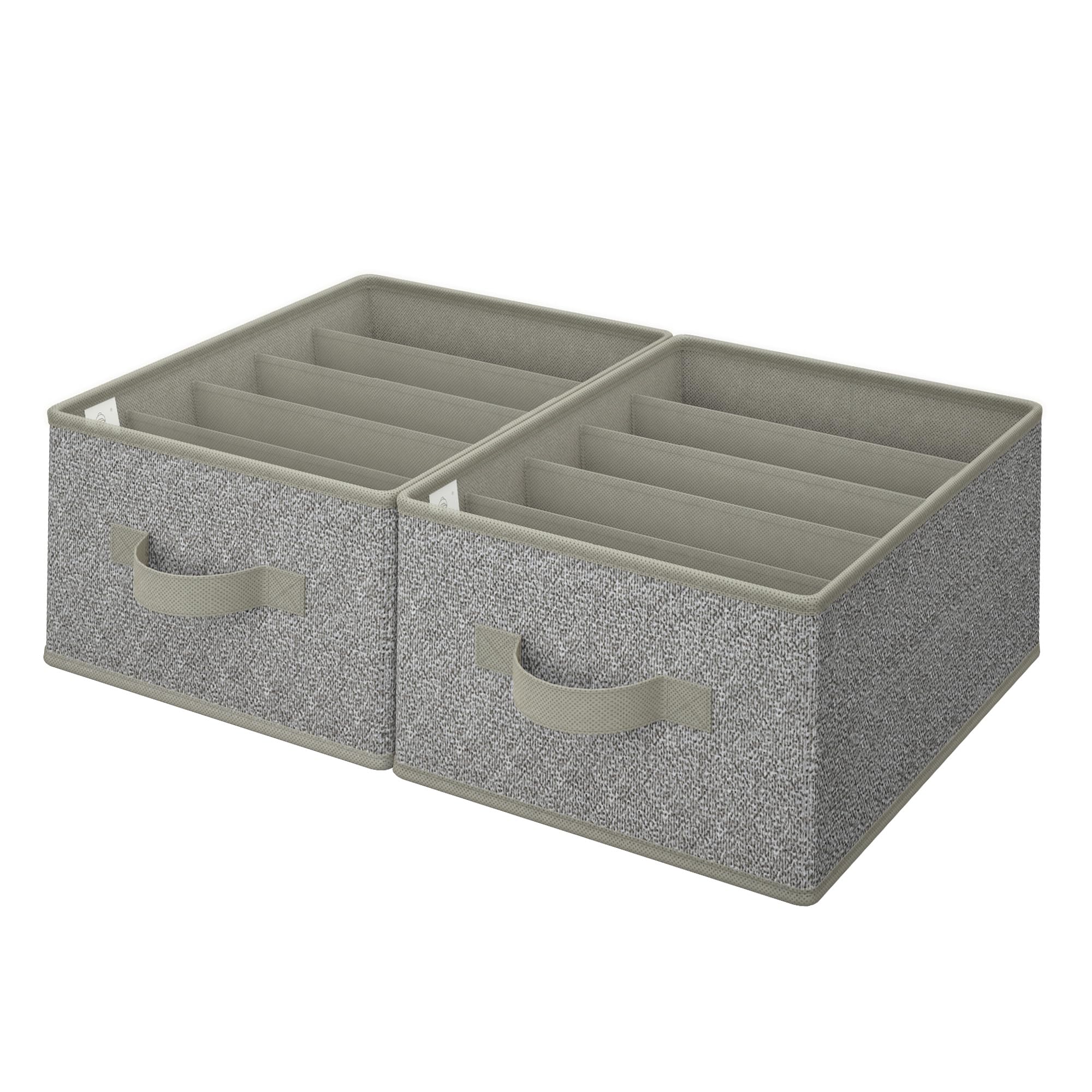 GRANNY SAYS Wardrobe Storage Organisers, Pack of 2 Clothes Organisers, Jean Organiser Boxes for Wardrobe Drawer, Jumper Storage Organiser, Trouser Organising Boxes Bedroom, Grey