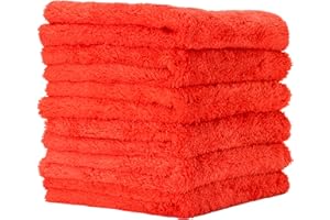 PROJE' Red Microfiber Towel for Car - Ultra Absorbent - Car Drying, Polishing, Buffing Cloth & Interior Detailing Towel - 500 GSM 16x16in - Auto Detailing Supplies - Pack of 6 Premium Car Care