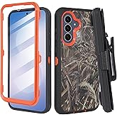Thousandgear Compatible for Samsung S25 FE, Built in Screen Protector, Belt Clip Holster Heavy Duty Defender Case Dustproof Shockproof Protection (Camo)
