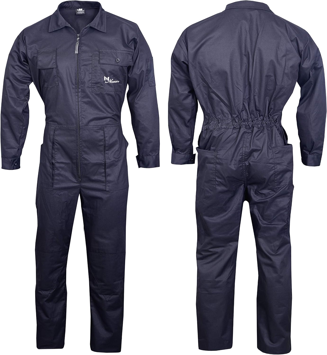 NORMAN Black Men's Coveralls Boiler Suit Overalls for Warehouse Garages Workers Heavy Duty
