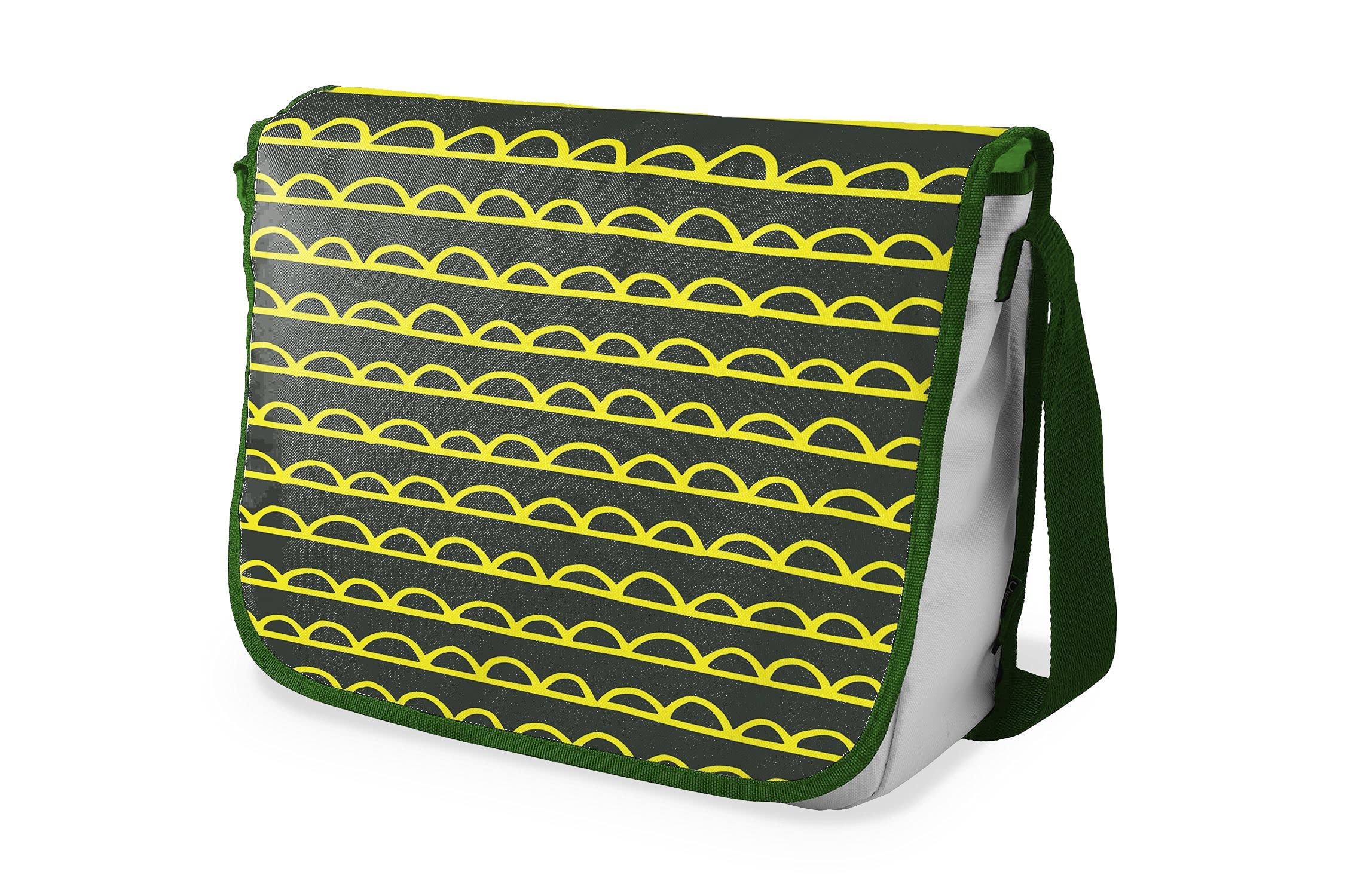 Bonamaison Digitally Printed Messenger School Bag with Khaki Strap for Students, Cross Body Bag, Courier Bag, Shoulder Bag for School, Back to School, Size: 29x36 Cm