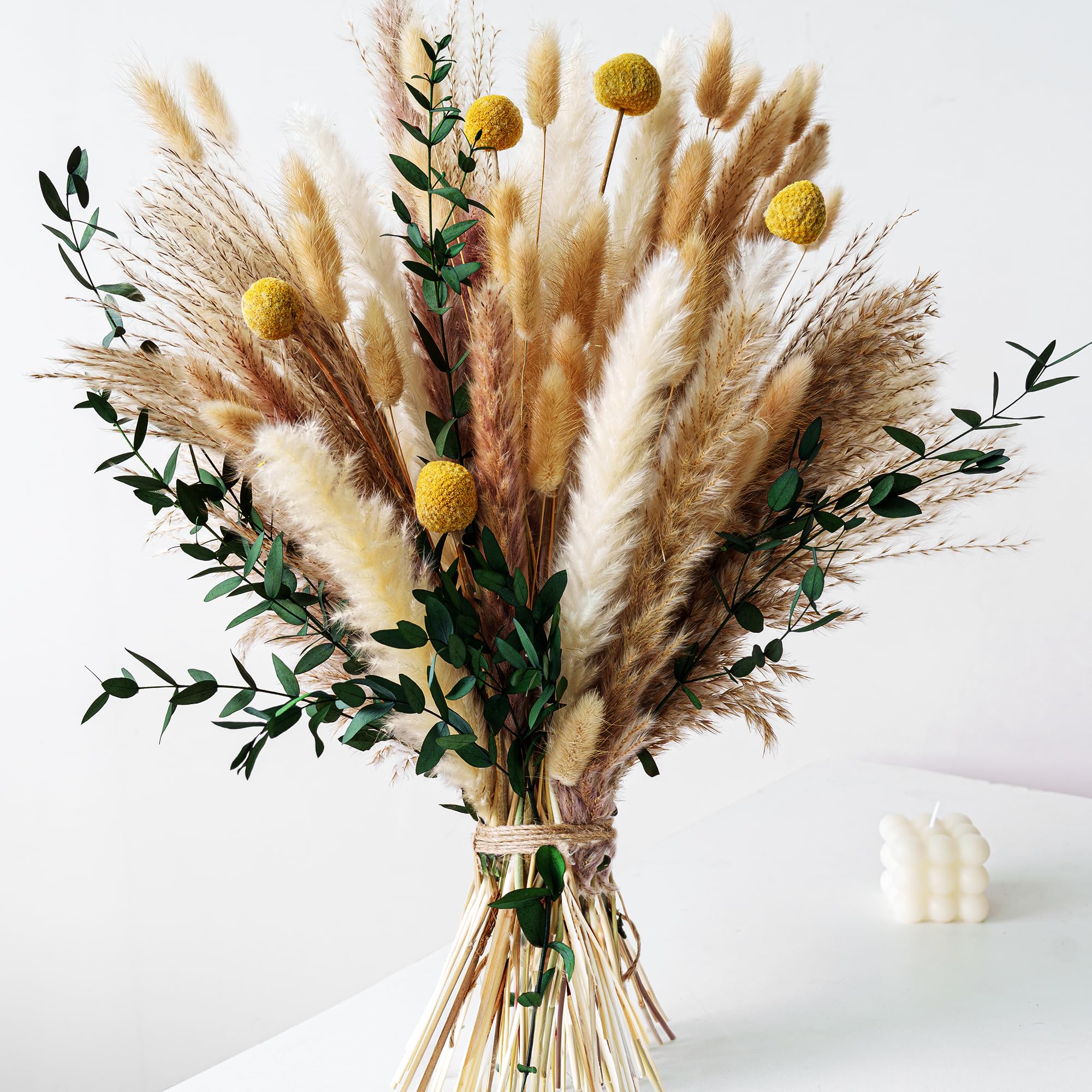 Photo 1 of Boho Dried Flowers Bouquet – Olive Green Wall Decor, Pampas Grass Bouquet, Rustic Flower Arrangement, Moody Office & Bedroom Decor, DIY Home Vase Filler, Farmhouse Floral, Boho Wedding Bouquet