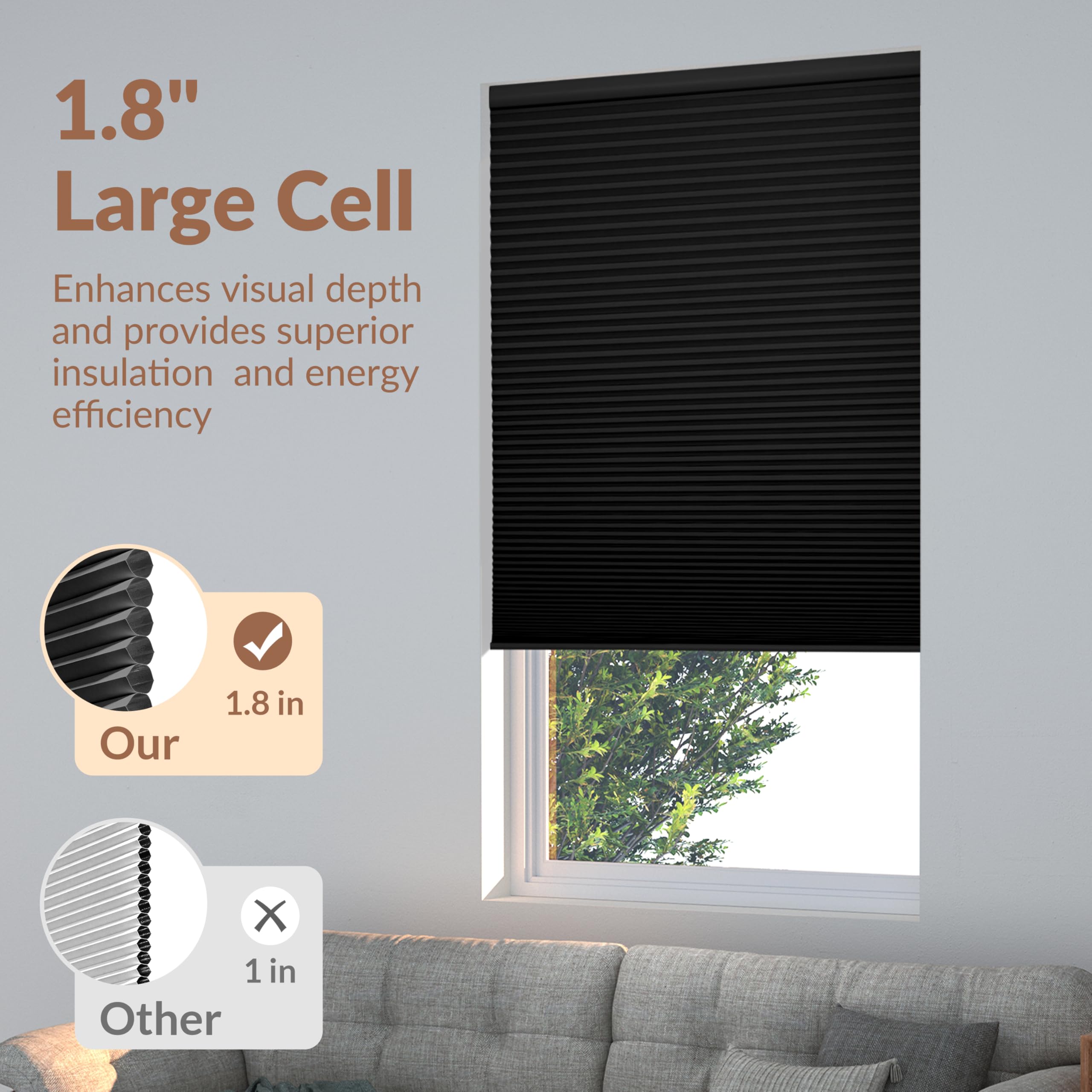 Boolegon Black Out Cellular Shades Cordless Pull