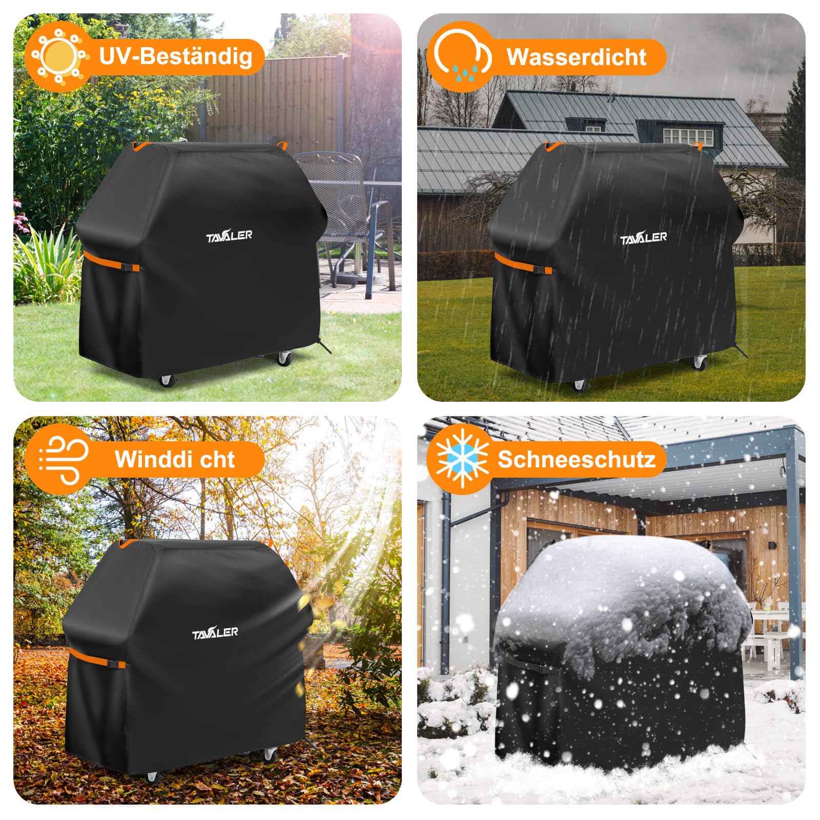 Tavaler Grillabdeckung Wetterfest-140x65x120 cm Grill Abdeckhaube 420D Oxford-Stoff Grillhaube Gasgrill Abdeckung Grill Schutzhülle für Weber, Enders, Char Broil Serie 7