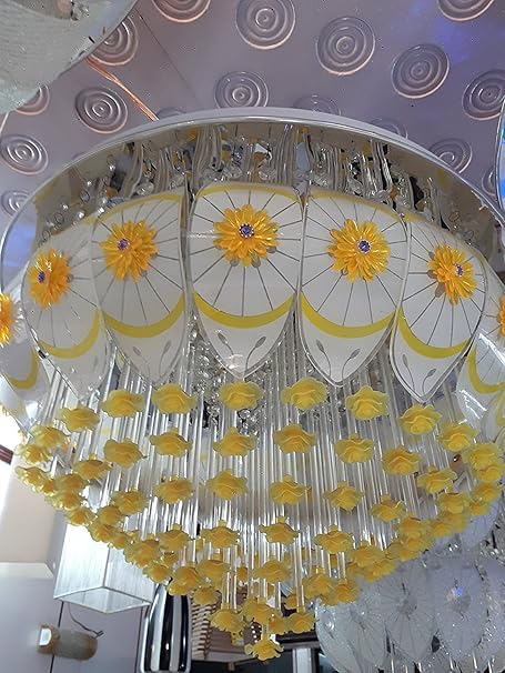 Prop It up Metal and Glass Small Chandelier with LEDs and Inbuilt Bluetooth, 500 mm, Multi-coloured