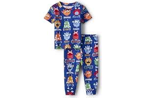 The Children's Place Baby Boys' Snug Fit 100% Cotton Short Sleeve Top and Pants 2 Piece Pajama Set