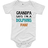 NanyCrafts Baby's Grandpa Says I'm a Dolphins Fan Bodysuit