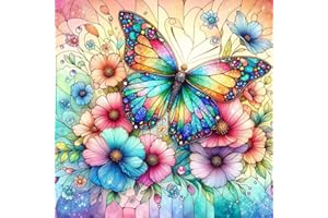 EIBEILI Diamond Painting Kits for Adults, Butterfly Flower 5D Diamond Art Kits for Beginner DIY Full Drill Diamond Dots Crystal Craft Kits for Home Wall Decor Gifts(12X12 Inch/Butterfly)