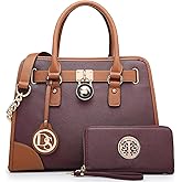 Dasein Women Handbags Top Handle Satchel Purse Shoulder Bag Hobo Bag Work Bag Set 2pcs