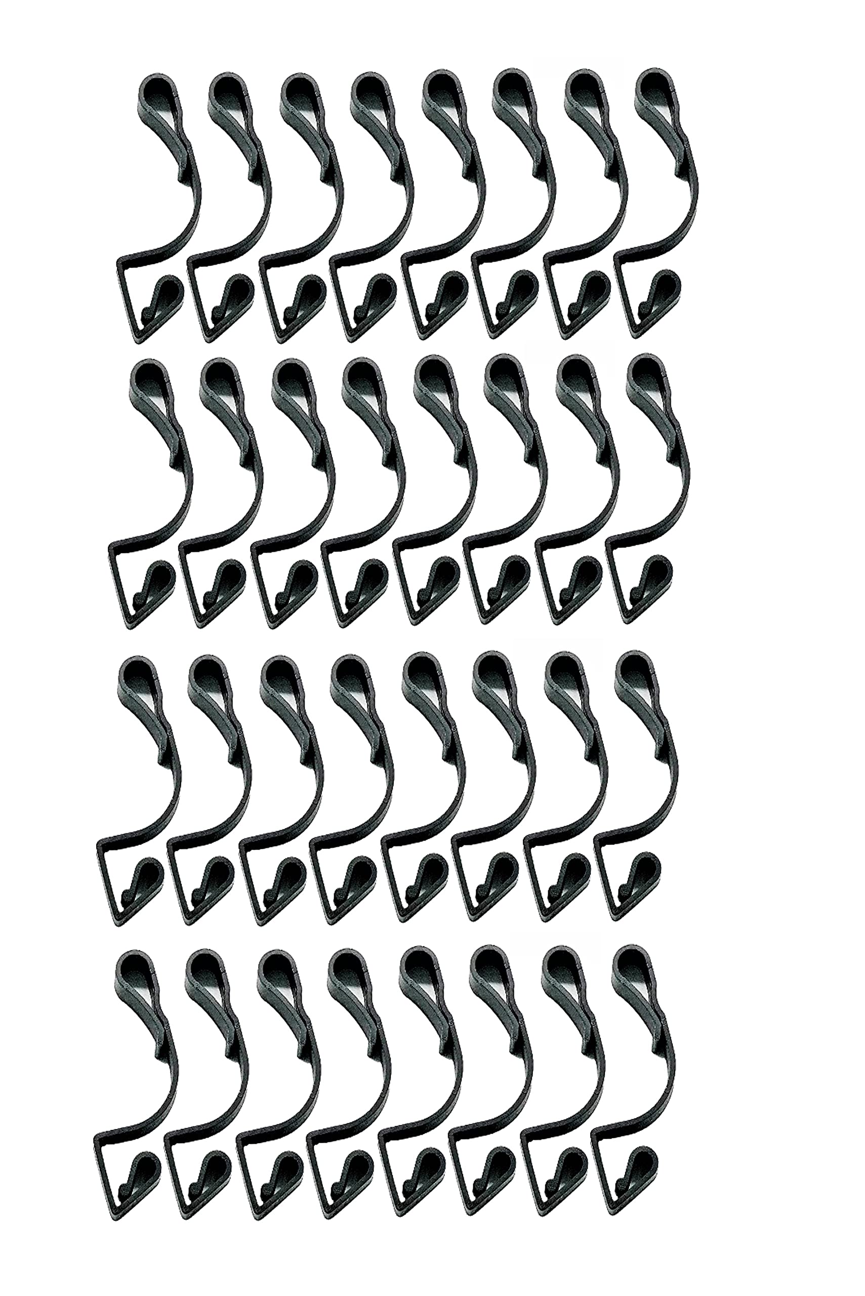 Simply Products 32 Giant Christmas Gutter Hooks Weatherproof Plastic for Hanging Outdoor Christmas String Lights, Fairy Lights or Rope Lights Gutter Clips - (Black)