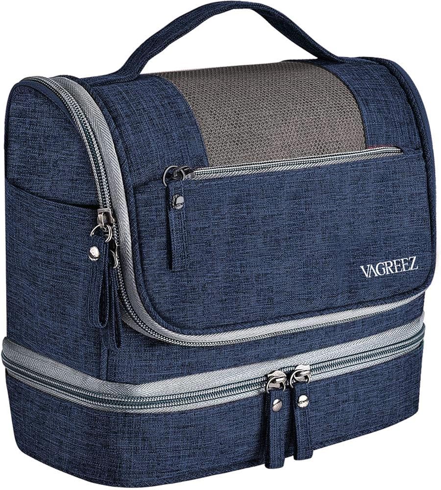 Toiletry Bag, VAGREEZ Upgraded Hanging Travel Toiletry Organizer Kit with Heavy-duty Zippers Waterproof Comestic Bag Dop Kit for Men or Women (Grey): Clothing