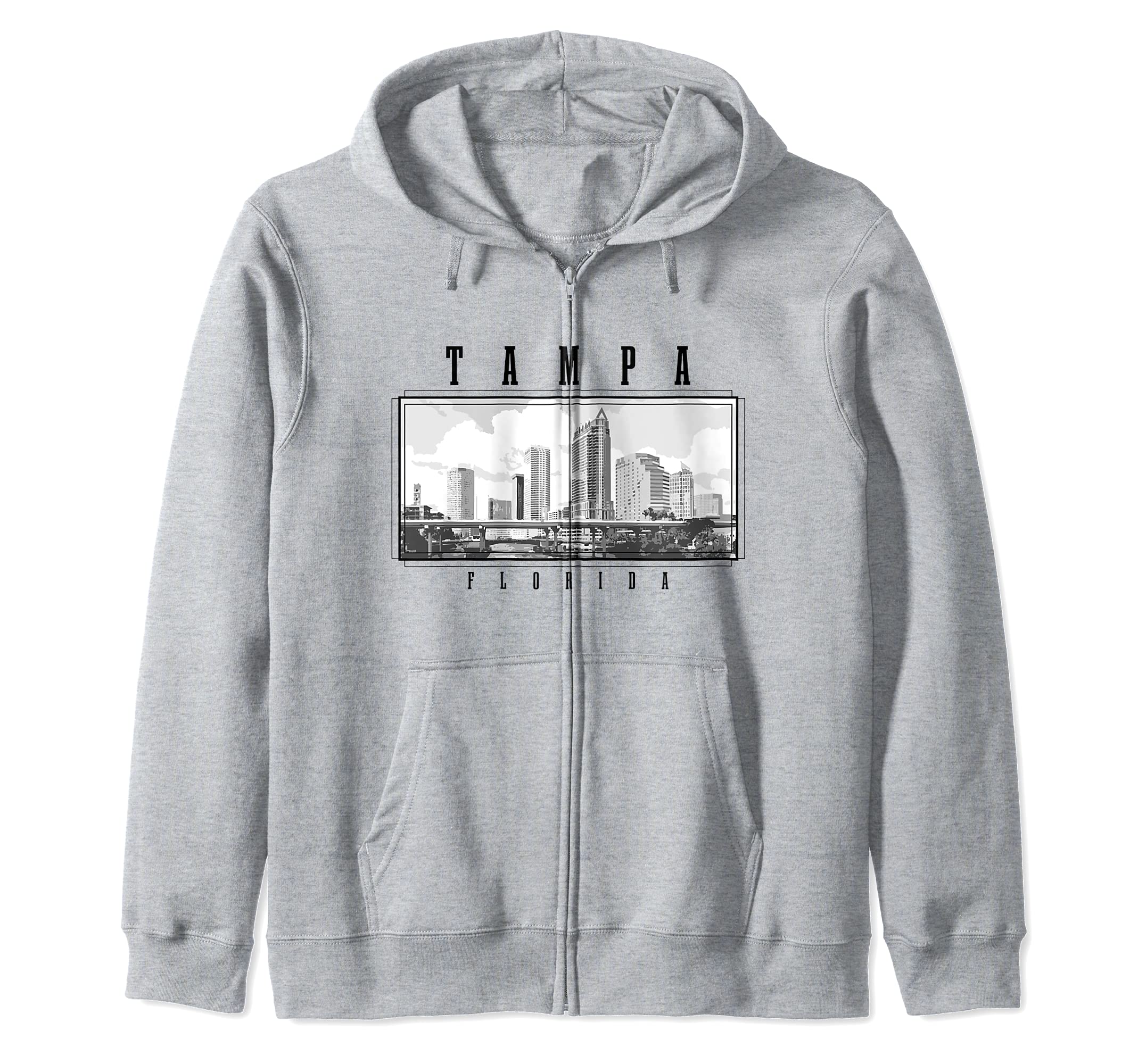 Tampa Florida Vintage Skyline Vintage Tampa Zip Hoodie
