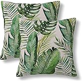BEITUOLA Tropical Leaves Throw Pillow Covers 18x18 Set of 2 Green Leaves Decorative Pillow Covers Plants Outdoors Pillowcase Cushion Case Farmhouse Home Decor for Sofa Couch Bed Bedroom