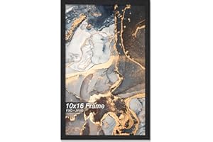 Fxojyvo Engineered Wood 10x16 Picture Frame, Black Frame for 10 x 16 Inch Picture Poster Photo, Light Weight 10 by 16 Frame with Wood-grain for Wall - 1 Pack/Black/10 x16