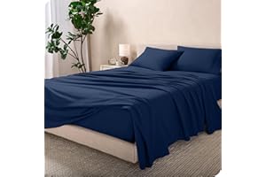 Bare Home Flannel Sheet Set 100% Cotton, Velvety Soft Heavyweight - Double Brushed Flannel - Deep Pocket (Full, Dark Blue)