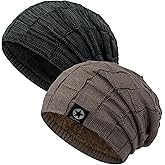 Owntouch 2 Pack Slouch Beanie Warm Mens Womens Soft Beanies Hats Slouchy Oversized Caps Knit Hats Winter Gift for Men