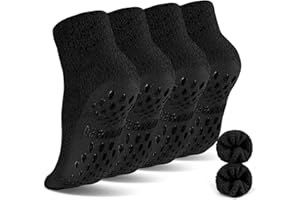 NOVAYARD 4 Pairs Non Slip Fuzzy Socks Winter Warm Cozy Slipper Socks Grip Men Women