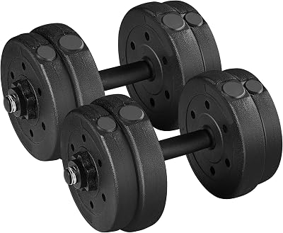 Yaheetech Adjustable Dumbbells 15KG Pair 8 Weight Plates Spinlock Collars